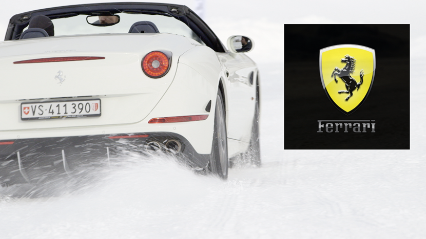 ferrari car on snow