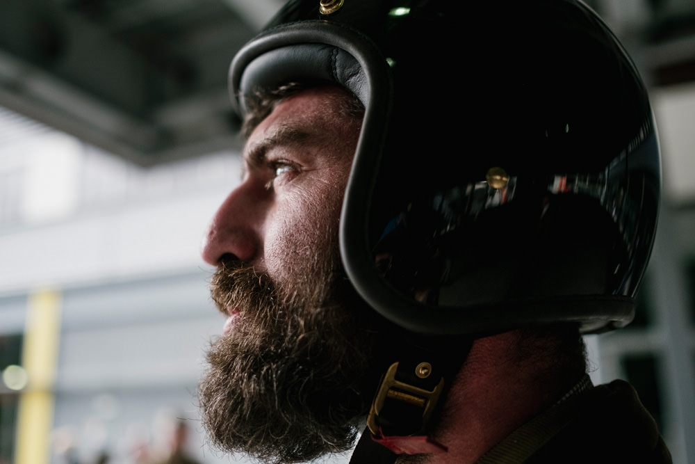 a rider wearing hedon helmet, gentleman ride 2016 london